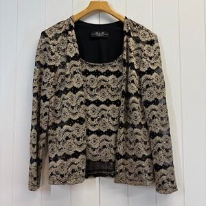 R & M Collection Womens Old Money Glam Shimmery Top Size L Bling Holiday Event